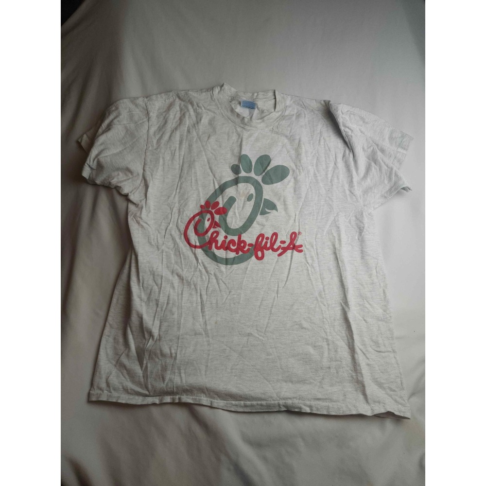 Vintage Chick-fil-A T-Shirt XL Grey Heather 90s Single Stitch Promo Graphic Tee